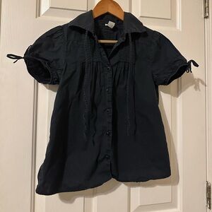 Anthropologie X Odille Puff-Sleeved Pintuck Collared Blouse